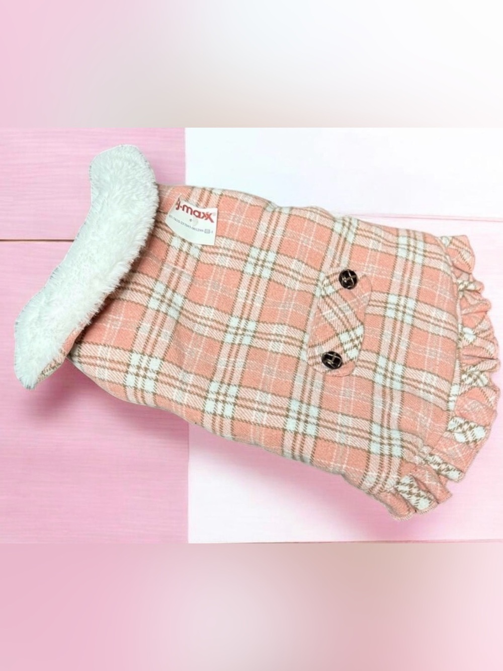 Friends Forever Pink Plaid Dog Vest Fur Lined Size M New NWT